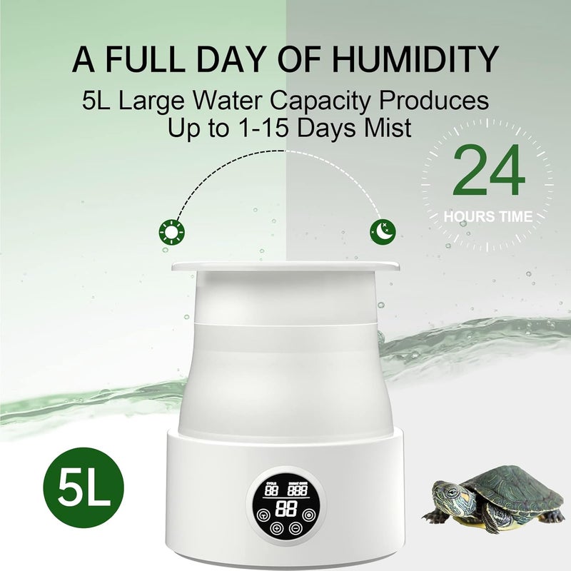 ZENILOVE 5L Foldable Automatic Reptile Mister with Timer, Fogger System with 360Adjustable Nozzles, Humidifier for Lizard, Snake, Amphibian, Frog, Plants, Terrarium - Image 4